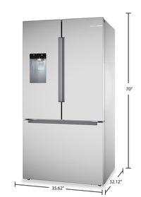 Bosch 36" 26 Cu. Ft. 100 Series Smart French-Door Refrigerator - Stainless Steel - B36FD10ENS | Réfrigérateur intelligent Bosch série 100 de 36 po et de 26 pi3 à portes françaises - acier inoxydable - B36FD10ENS | B36FD10S