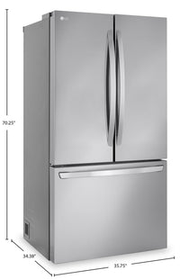 LG 36" 32 Cu. Ft. French-Door Standard-Depth MAX™ Refrigerator - Smudge Proof Stainless Steel - LRFL… | Réfrigérateur LG de 32 pi³ et de 36 po à portes françaises de profondeur standard MAXMC - acier inox…