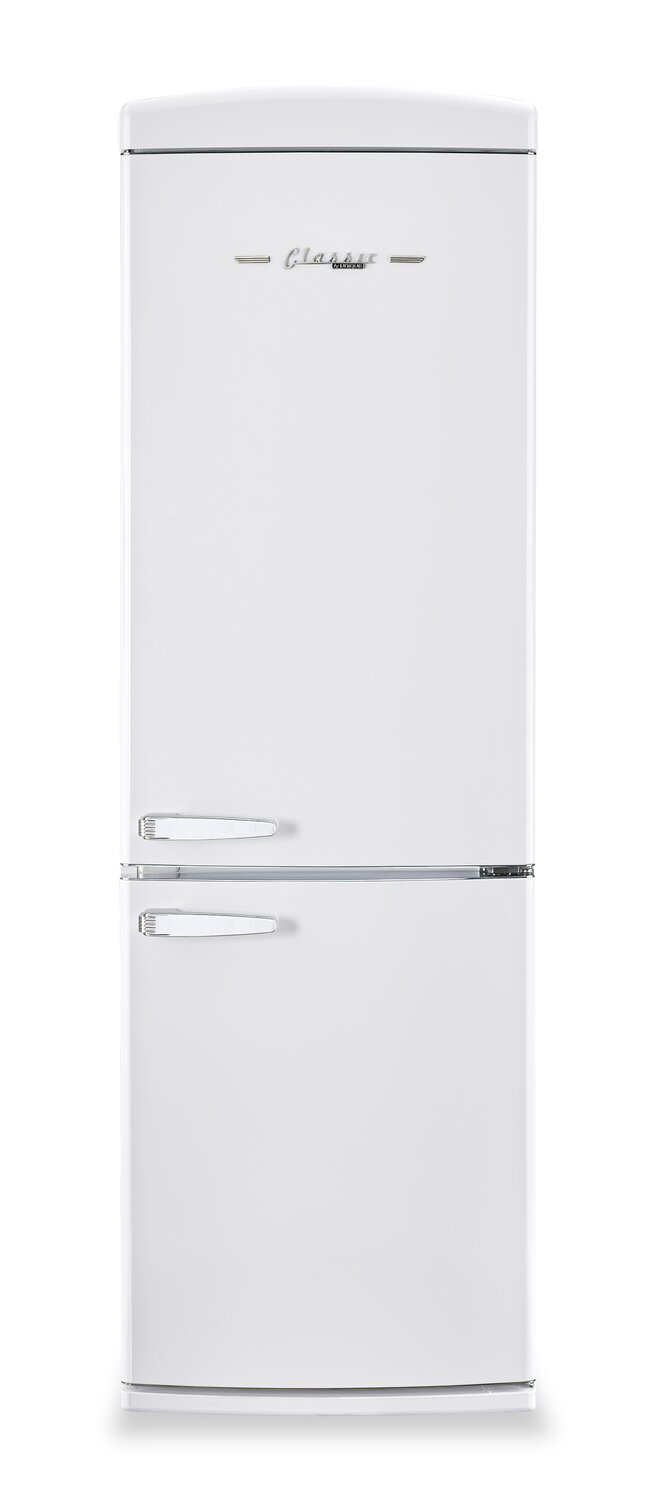 Classic Retro by Unique 24" 12 Cu. Ft. Bottom-Freezer Refrigerator - Marshmallow White - UGP-340L W AC | Réfrigérateur Classic Rétro par Unique de 24 po et de 12 pi3 à congélateur inférieur - blanc guimauve - UGP-340L W AC | U340LWAC