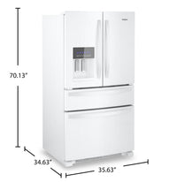 Whirlpool 36" 24.5 Cu. Ft. French-Door Refrigerator - White - WRMF3636RW | Réfrigérateur Whirlpool de 36 po et de 24,5 pi³ à portes françaises - blanc - WRMF3636RW | WRMF36RW