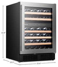 Hisense 4.9 Cu. Ft. 46-Bottle Dual-Zone Wine Cooler with Wi-Fi - Stainless Steel - HWD046N6SS | Refroidisseur à vin à 2 zones Hisense de 4,9 pi3 pour 46 bouteilles avec Wi-Fi - acier inoxydable - HWD046N6SS | HWD046NS