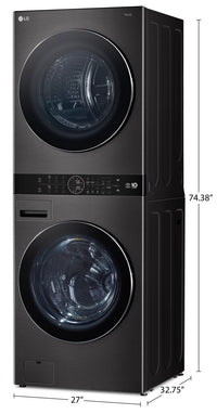 LG 5.8 Washer/7.8 Dryer Cu. Ft. Front-Load High-Efficiency Washtower™ - Black Steel - WKHC252HBA | Tour de lavage WashTowerMC haute efficacité LG à chargement frontal avec laveuse de 5,8 pi³ et séche…