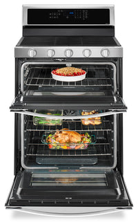 Whirlpool® 6.0 Cu. Ft. Gas Double Oven Range with EZ-2-Lift™ Hinged Grates - Gas Range in Stainless Steel/Black