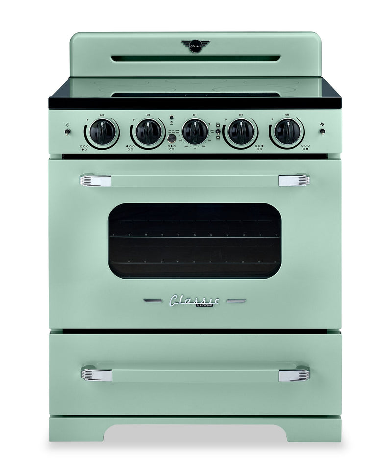 Classic Retro by Unique 30" 3.9 Cu. Ft. Induction Range - Summer Mint Green - UNQ-30CR IC LG | Cuisinière à induction Classic Rétro par Unique de 30 po et de 3,9 pi3 - vert menthe estival - UNQ-30CR IC LG | UNQ30ICG