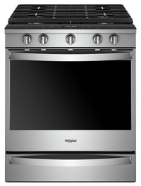 Whirlpool® 5.8 Cu. Ft. Smart Slide-in Gas Range with EZ-2-Lift™ Hinged Cast-Iron Grates - WEG750H0HZ - Gas Range in Stainless Steel