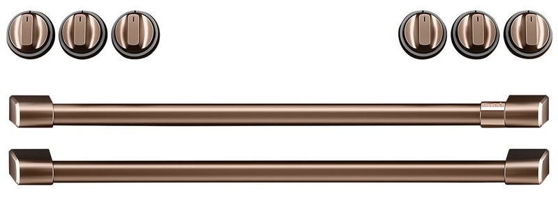 Café Induction Range Brushed Copper Knobs and Handles Set - CXFCHHKPMCU|Ensemble de poignées et de boutons cuivre brossé pour cuisinière à induction Café – CXFCHHKPMCU|CXFCHHCU